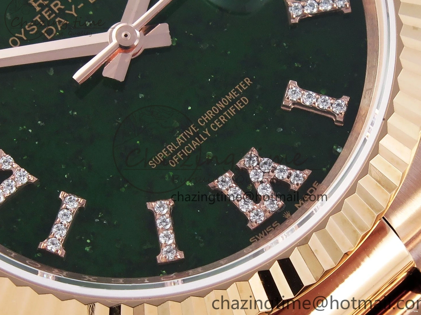 MiroTime 0413 Sophisticated Day Date 36 RG RAF 1:1 Best Edition Green Stone Dial on RG Bracelet A 1846